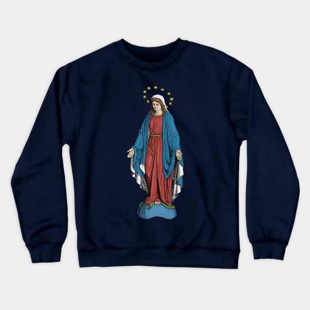 Blessed Virgin Mary Catholic Icon Crewneck Sweatshirt by Beltschazar